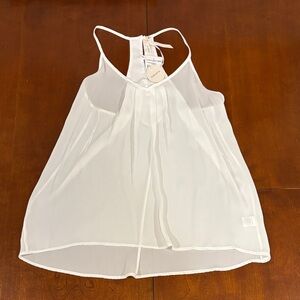 Bellatrix White Racer Back Tank Top With Brass Toned Buttons.  NWT
